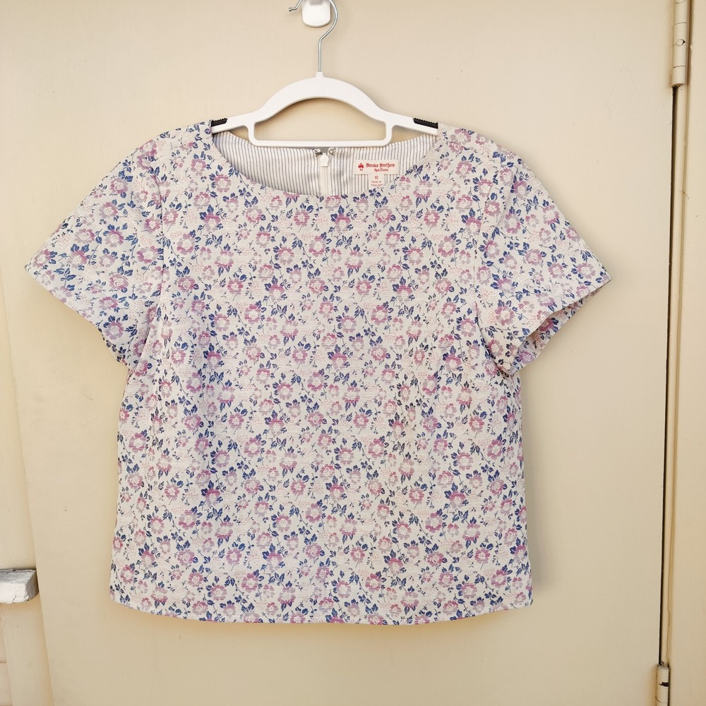 Brooks Brothers Pink and Blue Floral Print‎ Top Blouse Office Preppy Casual
